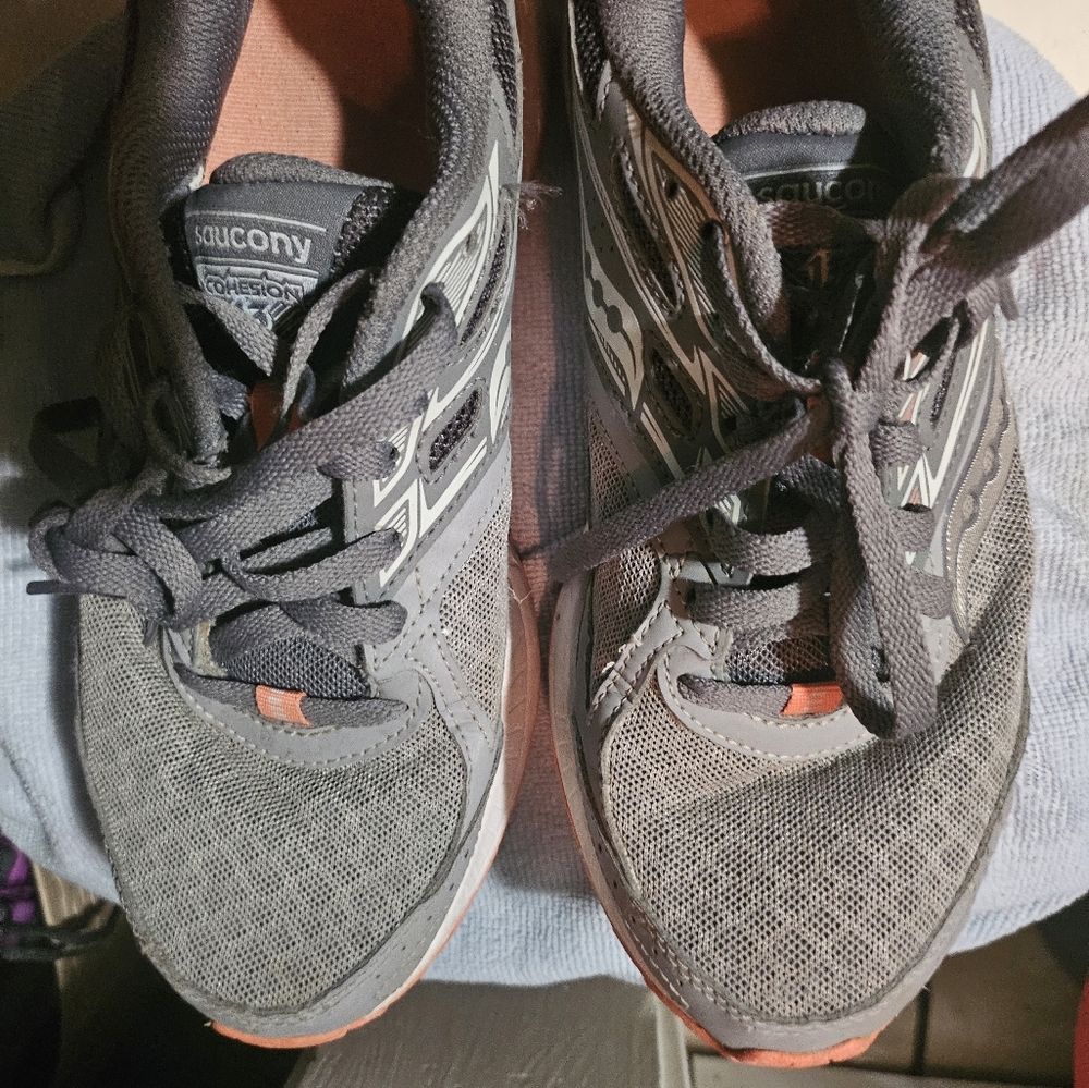 Saucony Gray and Orange Running Shoes